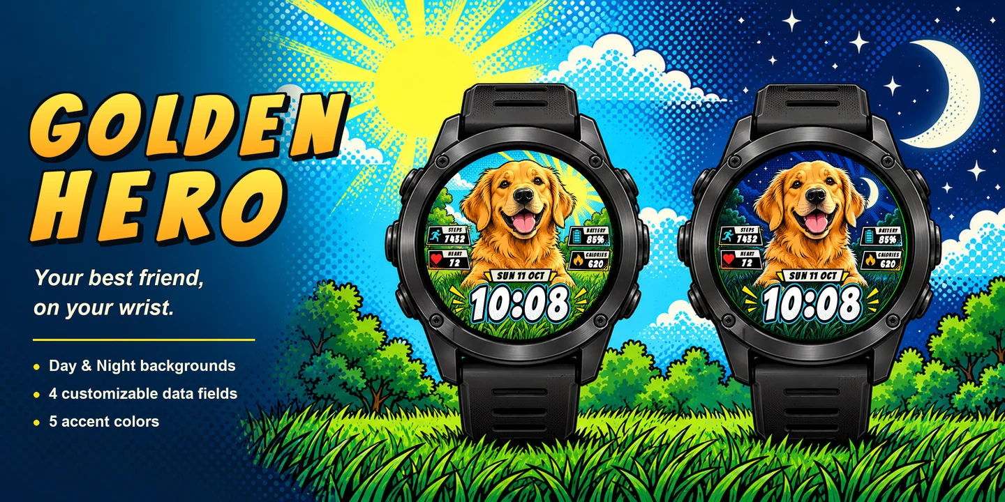 Golden Hero auf zwei Uhren: Tag und Nacht